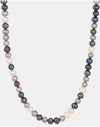 Dower & Hall - Men's Mixed Freshwater Pearl Necklace In Sterling Silver