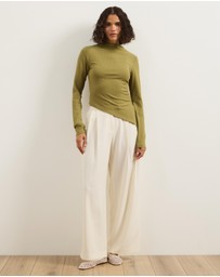 Atmos&Here - Long Sleeve Boat Neck Jersey Top