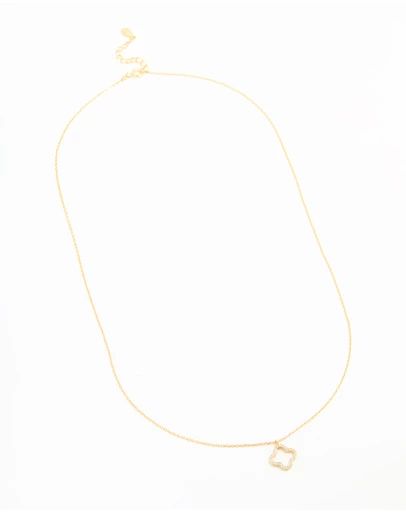 Lovisa - Gold Plated Sterling Silver Cubic Zirconia Flower Pendant Necklace