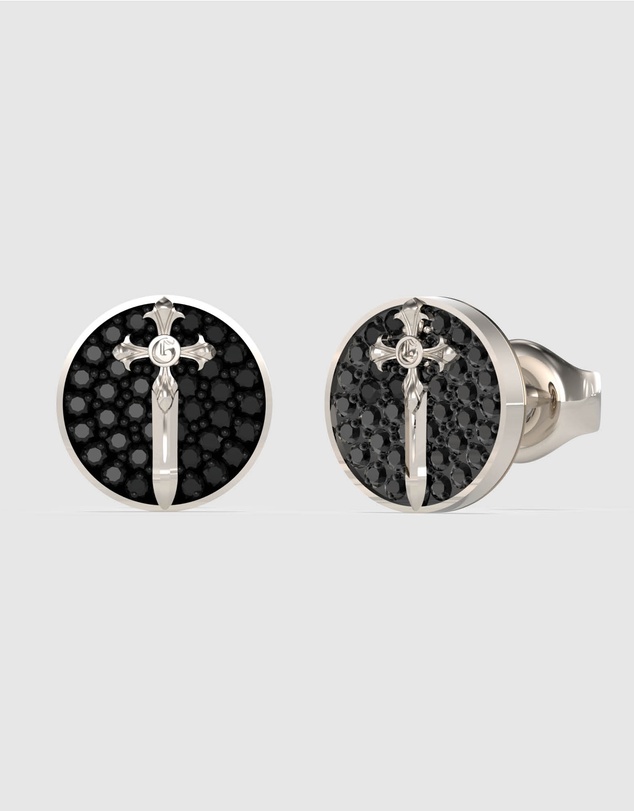 GUESS - Silver-Tone Rebel Knight Stud Earring