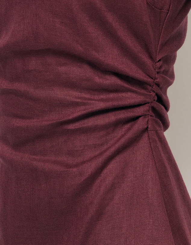 AERE - Elow Ruched Linen Midi Dress