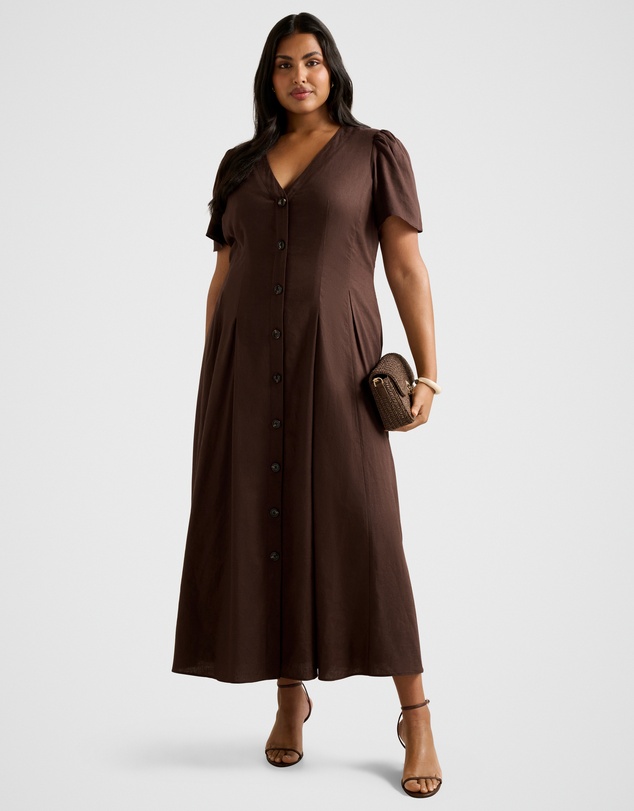 Forever New Curve - Sanna Curve V Neck Short Sleeves Midi Dress