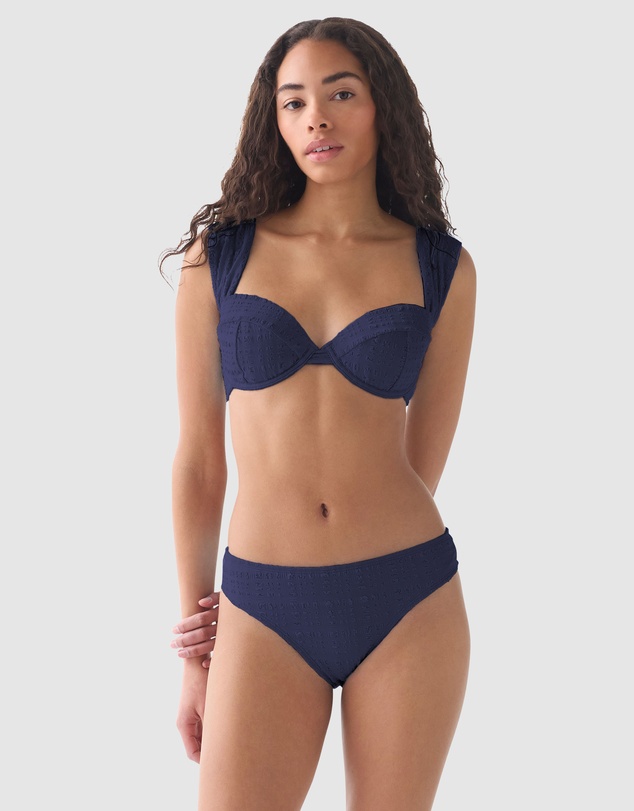 Kate Spade - Seersucker Mid-Rise High Cut Bikini Bottom