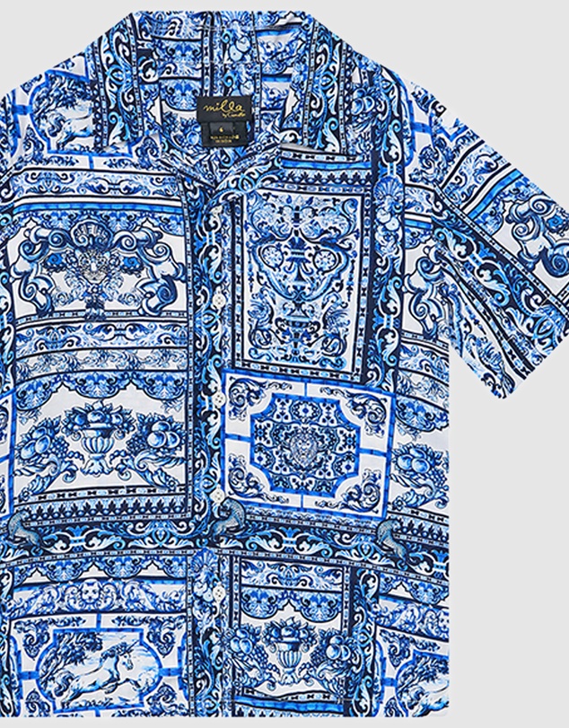 Camilla - Short Sleeve Camp Collared Shirt - Kids