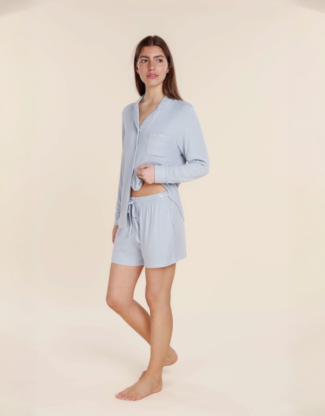 Gingerlilly - London Ribbed Long Sleeve Button Up Top