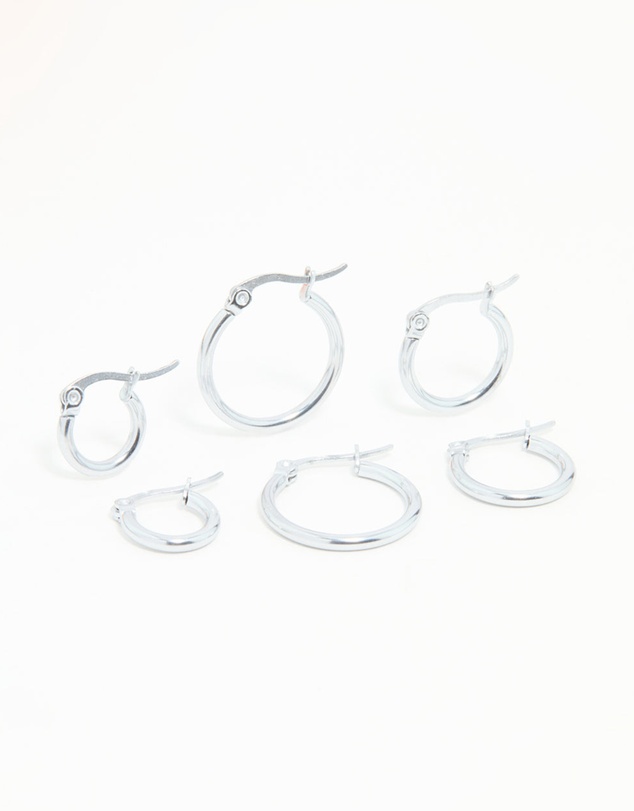 Lovisa - Surgical Steel Clasp Hoop Earrings 2-Pack