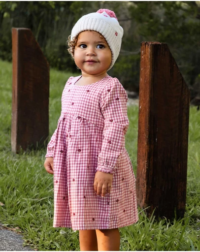 Purebaby - Gingham Toadstool Dress -Kids-Babies