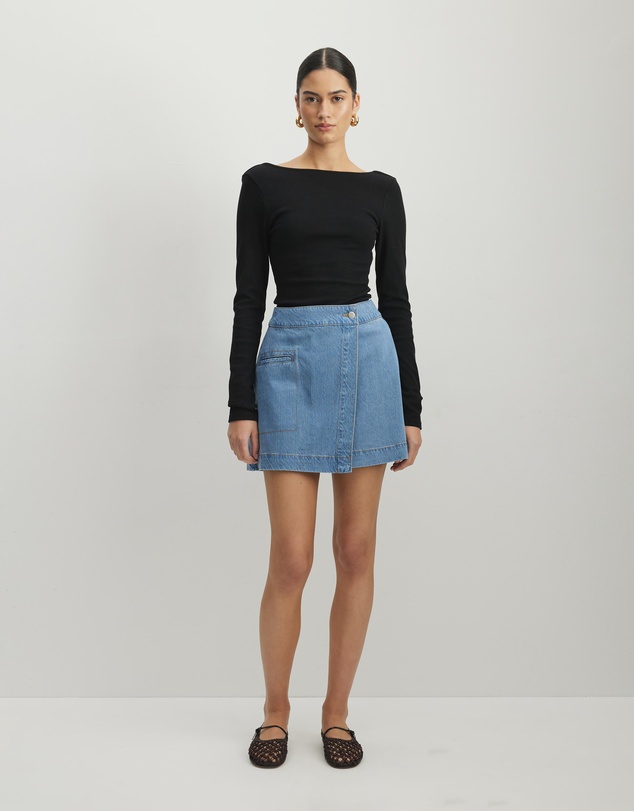 AERE - Remi Denim Wrap Skirt