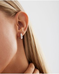Najo - Arco Silver Huggie Earrings