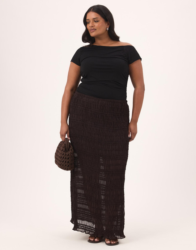Atmos&Here Curvy - Cleo Smocked Maxi Skirt With Tie Waist