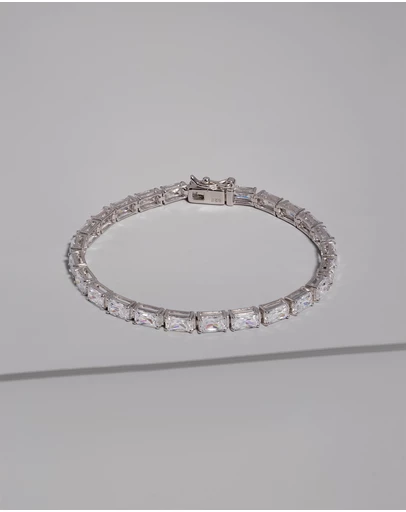 Wanderlust + Co - Pave 925 Sterling Silver Baguette Tennis Bracelet