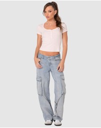 EDIKTED - Pointelle Henley T Shirt