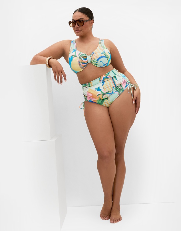 City Chic - Plus size Positano Print Underwire Bikini Top - mint