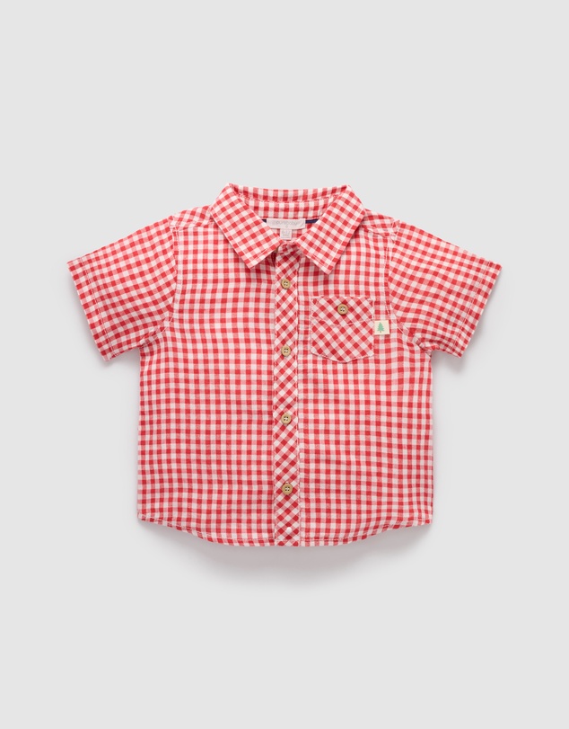 Purebaby - Christmas Linen Blend Shirt -Kids-Babies