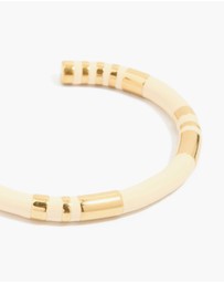Lovisa - Waterproof Gold Plated Stainless Steel Neutral Toned Enamel Striped Wrist Cuff