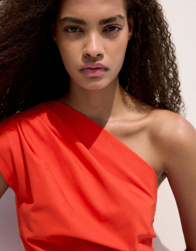 M.N.G - Asymmetric Neckline Dress with Draped Detail