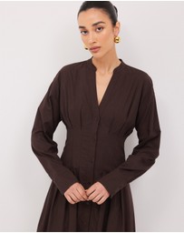 Calli - Jaik Tucked Waist Maxi Shirt Dress