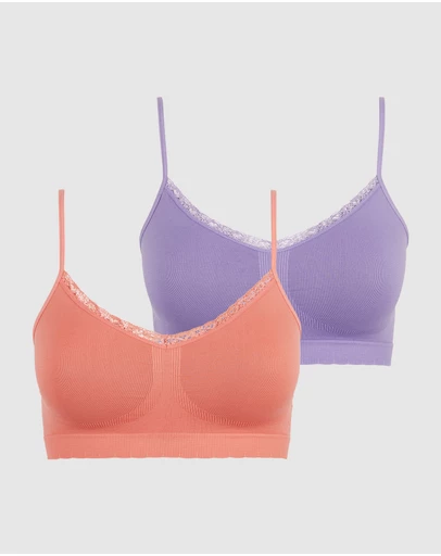 Billet Doux - Zen Attitude Crop Top Style Wirefree Bralette - 2 Pack