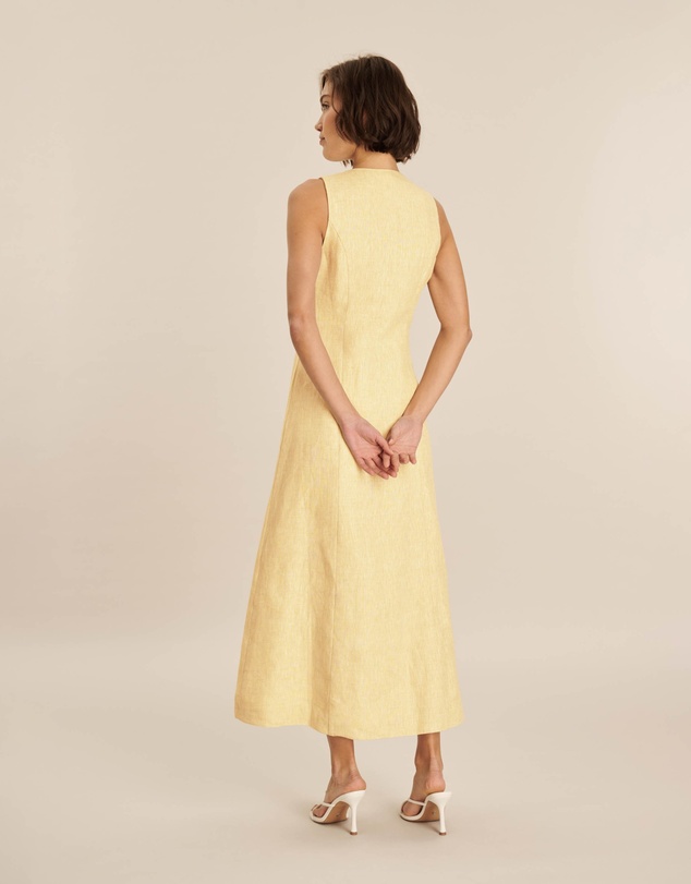 Revibe - Repaired AERE Violet Linen Button Down Midi Dress - AU 8