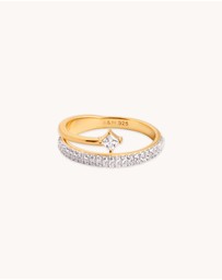 Astrid & Miyu - Crystal 18ct Gold Plated Spiral Ring