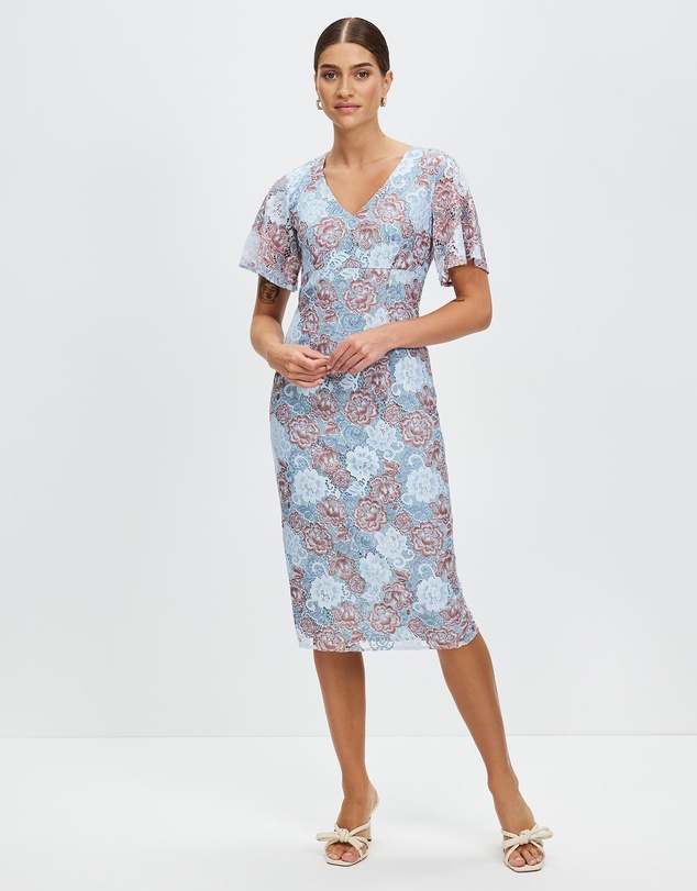 Pink Ruby - Glamerous Frill Sleeve Dress