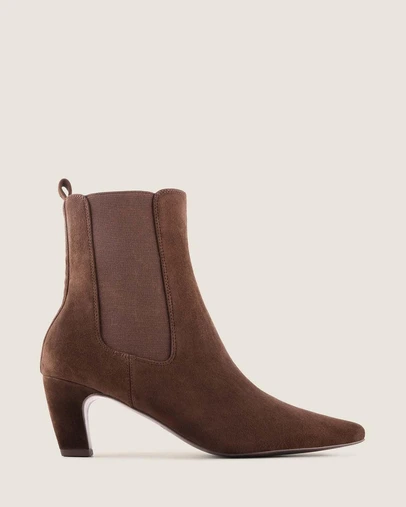 Shelly Shen - Fame Heel Ankle Boots Chocolate Suede