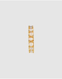 Elli Jewelry -  Earrings Single Earcuff with Pearls in 925 Sterling Silver Gold Plated