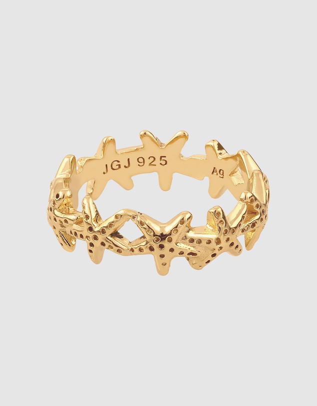 Elli Jewelry - Starfish Band Ring in Gold-Plated 925 Silver
