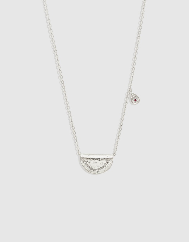 By Charlotte - Silver Lotus Birthstone Necklace - July