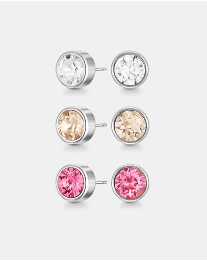 Mestige - Cutesy Earrings Set - Silver Plated