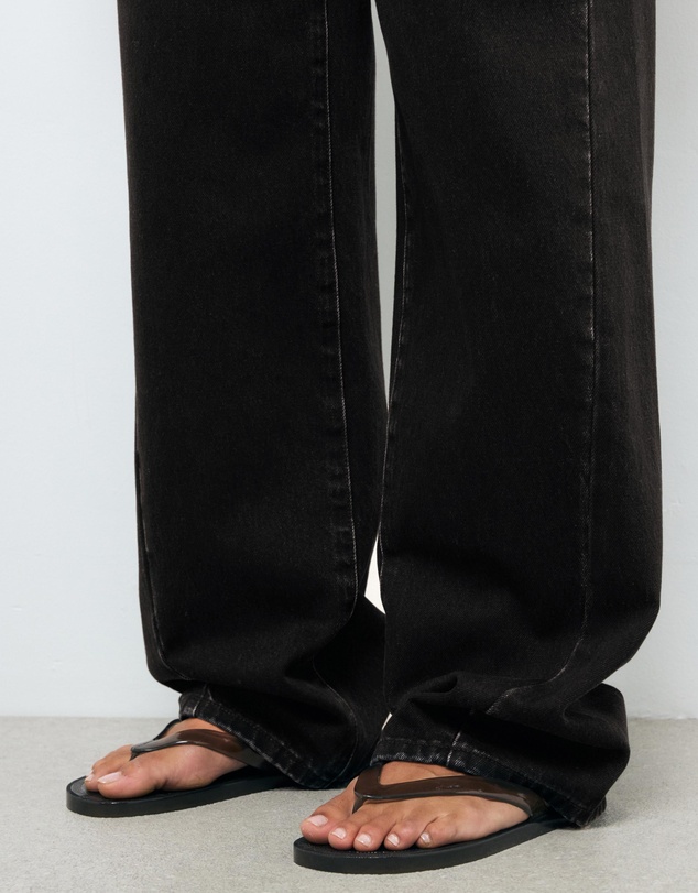 AERE - High Rise Seam Detail Wide Leg Jeans