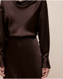 Trenery - Satin Bias Cut Pant in Coffee Bean