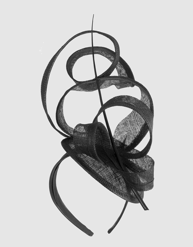 Max Alexander - Tall Black Sinamay Fascinator Headband