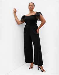 City Chic - Plus size Macie Bow Detail Jumpsuit - black