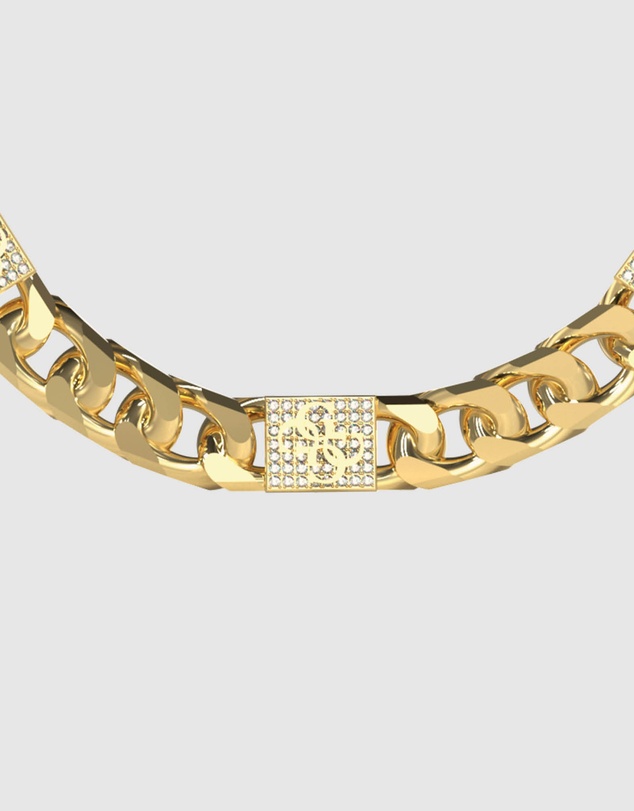 GUESS - Gold-Tone 4G Curb Chain Pave Bracelet