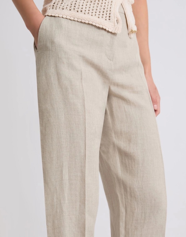 Marella - Linen Tapered Pleat-Front Pants