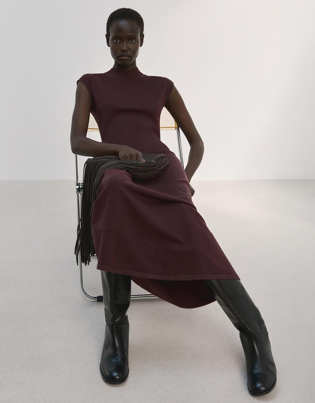 M.N.G - Perkins-Neck Knitted Dress