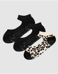 Pussyfoot - 3 Pack Bamboo Pilates Barre Yoga Grip Ankle Socks