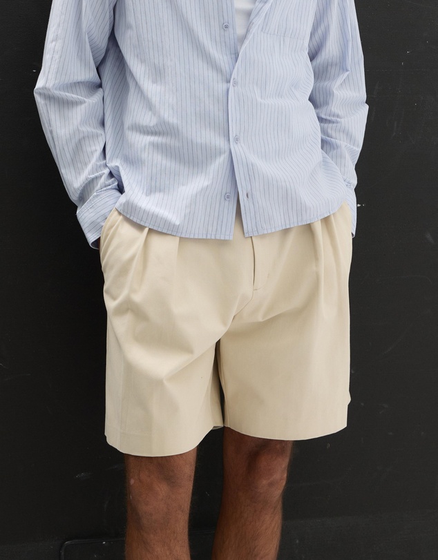 AERE - Pleated Cotton Tailored Shorts