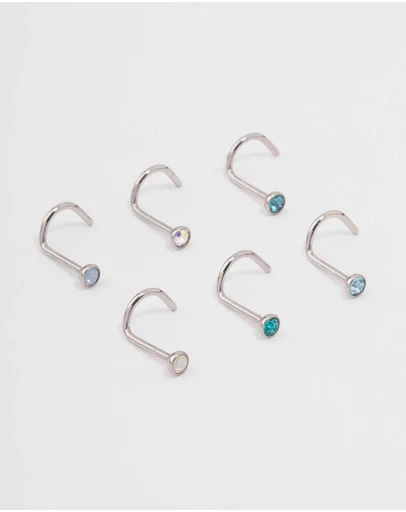 Lovisa - Surgical Steel Blue Mermaid Nose Piercing 6-Pack