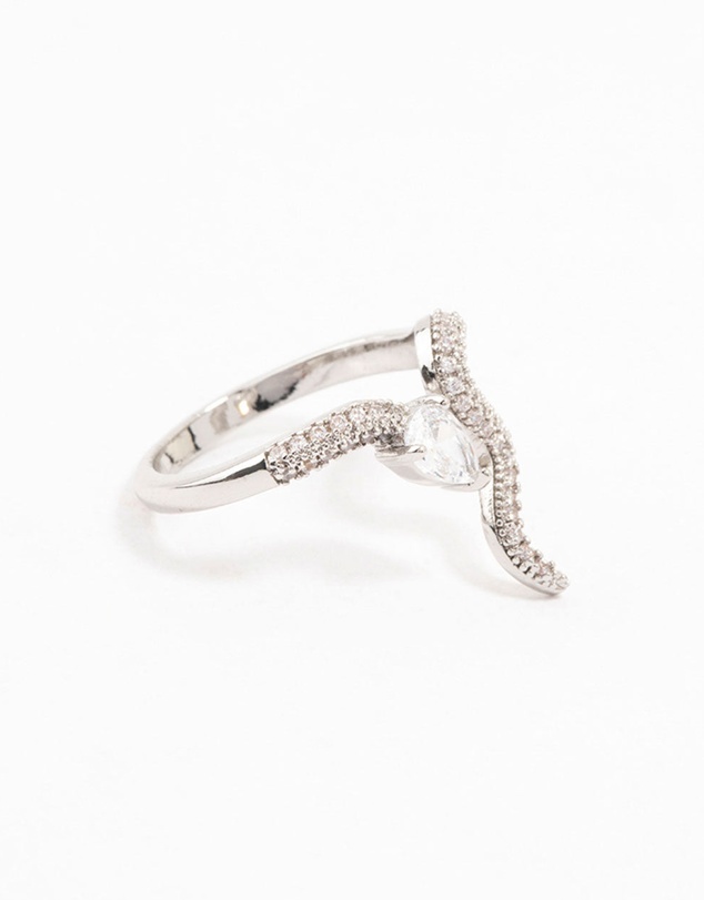 Lovisa - Silver Pave Cubic Zirconia Snake Ring