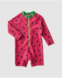 Kip&Co - Melon Baby Long Sleeve Zip Bathers - Babies