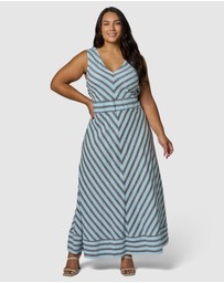 Something 4 Olivia - Sage Striped Linen Maxi Dress
