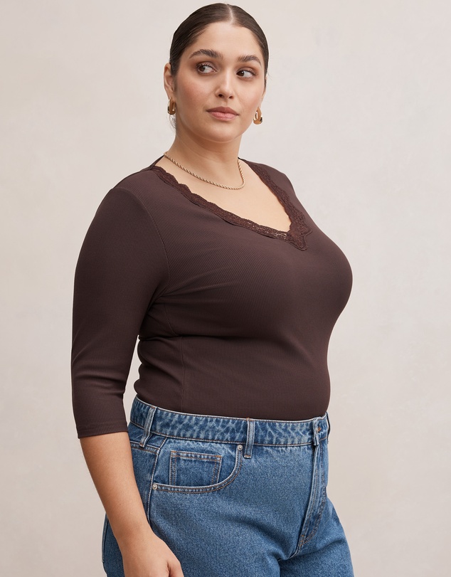 Forever New Curve - Selena Curve Trim Lace Top