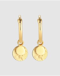 Elli Jewelry - Earrings Ladies Creoles Plate Vintage Trend Blogger in 925 Sterling Silver Gold Plated