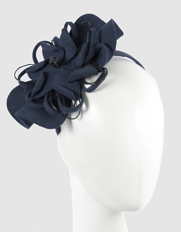 Max Alexander - Felt Navy Flower Winter Racing Fascinator