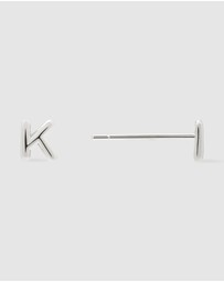Wanderlust + Co - Alphabet Bubble Silver Stud Earrings - Letter K