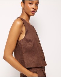 AERE - Linen Button Through Tank