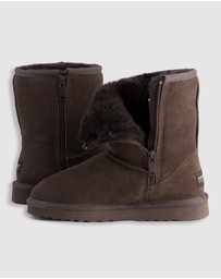 AusWooli Ugg Boots - Bronte Mid Calf Zip-Up Sheepskin Boot