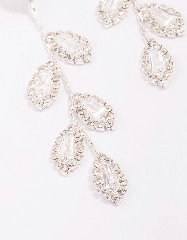 Lovisa - Silver Diamante Leaf Drop Earrings